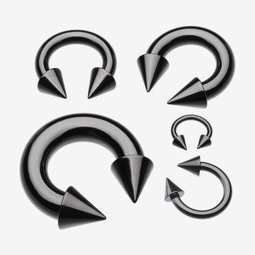 Colorline PVD Basic Spike Top Horseshoe Circular Barbell-Black